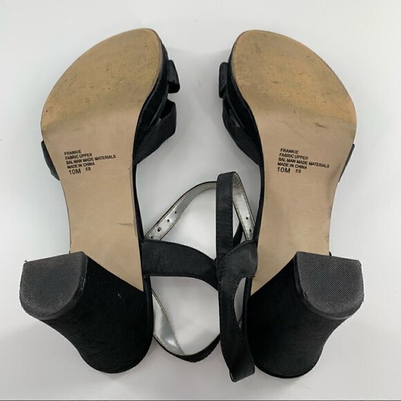 Mudd Frankie womens heels size 10 black satin chunky formal party vintage Y2k - Picture 8 of 14